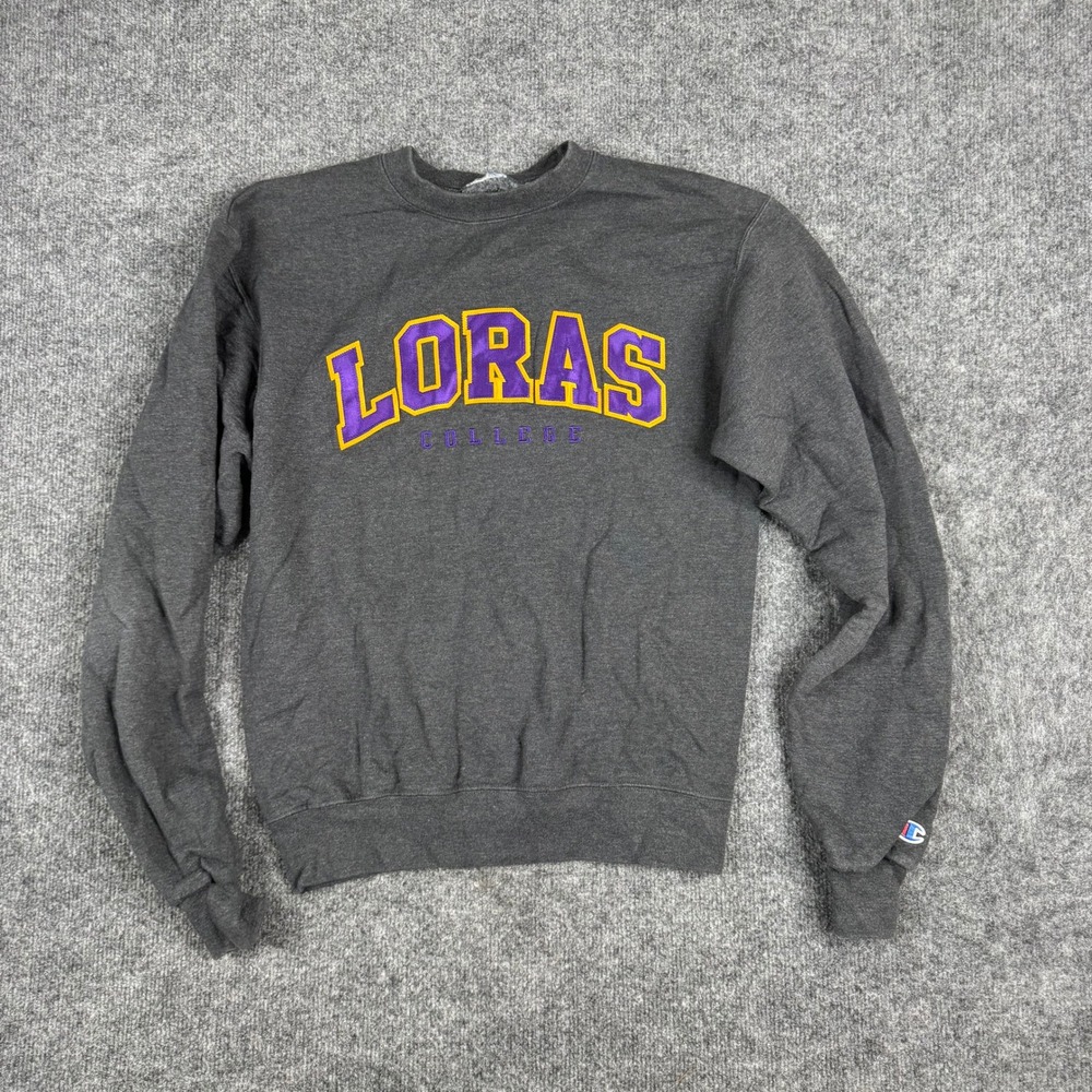 Champion Sweatshirt Mens Size S Gray Loras College Embroidered Fleece Pullover